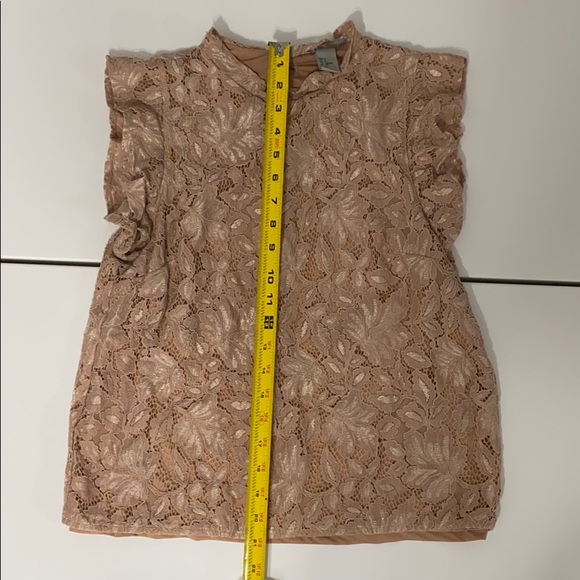 H&M SOFTPINK SLEEVELESS BLOUSE WITH FRILLY COLLAR - Picture 7 of 7